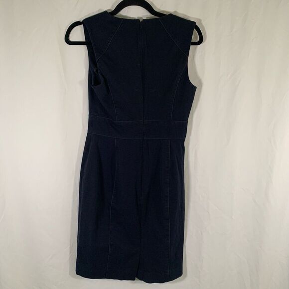 Banana Republic Shift Dress Women's 6 Dark Blue Sleeveless Vneck Zip Back - Picture 6 of 7